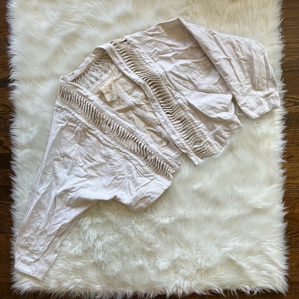 Anthropologie Hei Hei Womens Cropped Jacket Ivory Open Front Stretch Cut Out XS - Picture 1 of 8